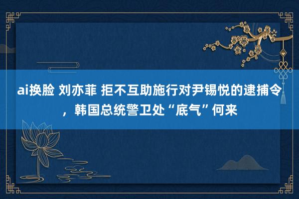 ai换脸 刘亦菲 拒不互助施行对尹锡悦的逮捕令，韩国总统警卫处“底气”何来