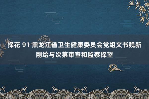 探花 91 黑龙江省卫生健康委员会党组文书魏新刚给与次第审查和监察探望