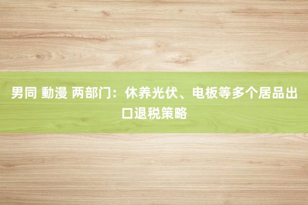 男同 動漫 两部门：休养光伏、电板等多个居品出口退税策略